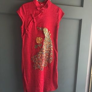 Girls Asian inspired embroidered dress.